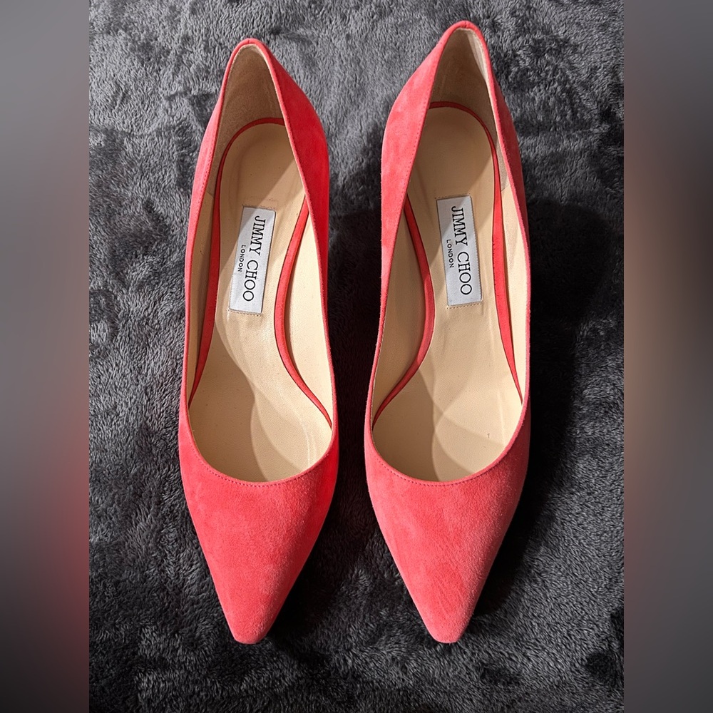 Jimmy Choo Coral Suede Romy Heels